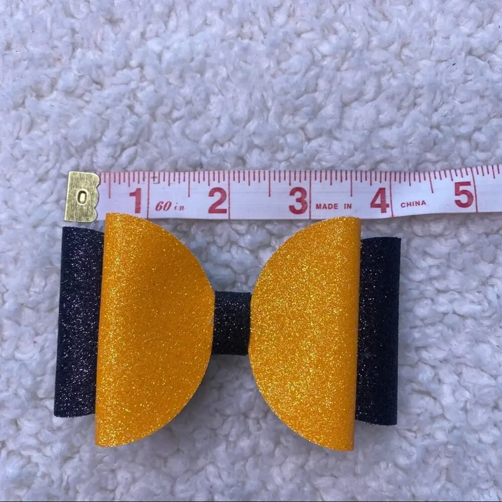 Halloween Orange and Black Glitter Bow